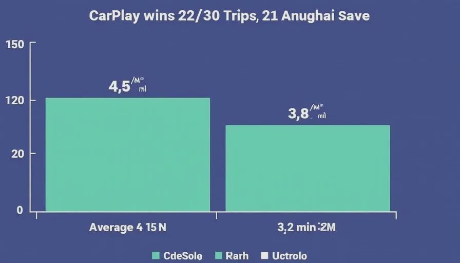Navigation comparison results – CarPlay wins 73% of trips.